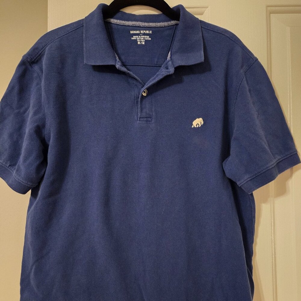 Mens Banana Republic Factory Short Sleeve Blue Polo Size Medium